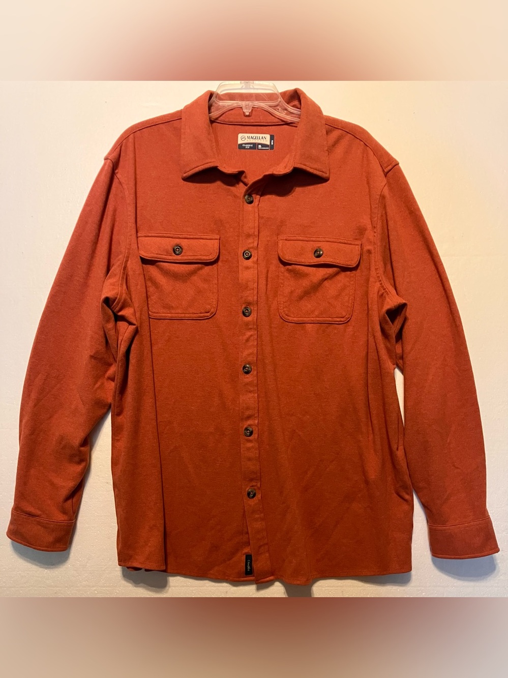 Magellan Outdoors Men's XL Rust-Orange Button-Front Fleece Shirt Jacket